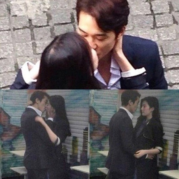 Lưu Diệc Phi và ngôi sao Hàn Quốc Song Seung Hun hôn đắm đuối trong phim Tình yêu thứ ba (2014).