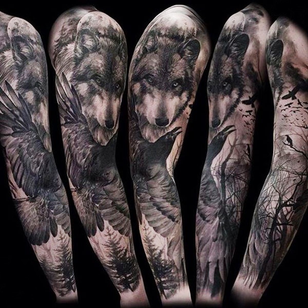 Hình xăm dán tattoo rồng đẹp kín lưng trắng đen 34x48cm- tặng bắp tay xinh  15x21cm