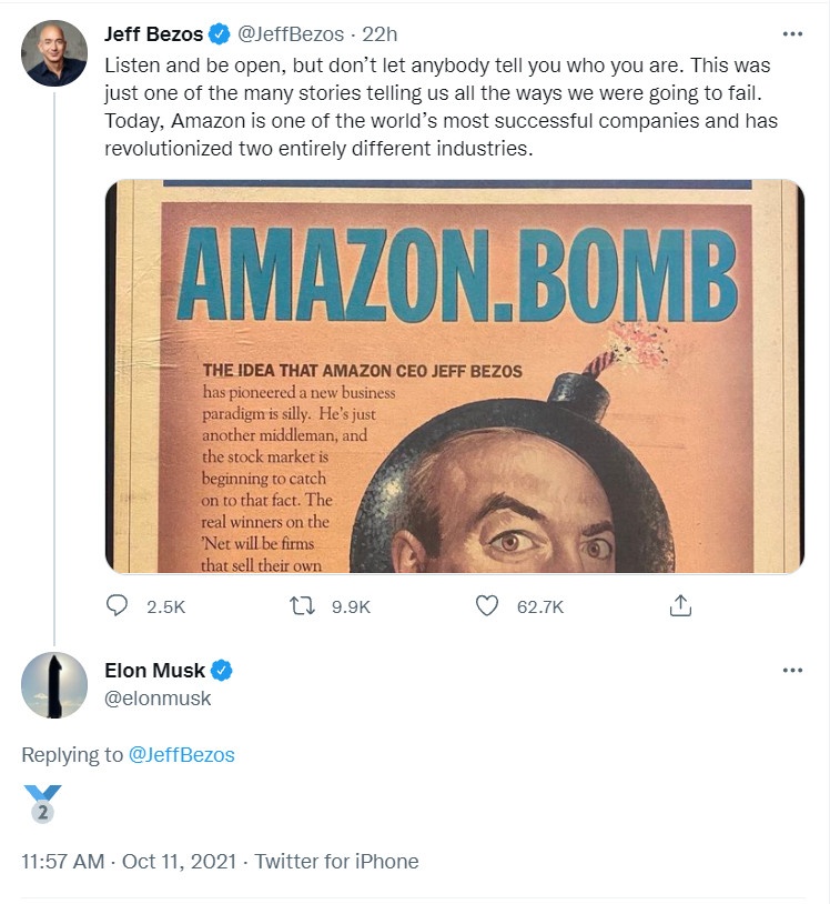 Canh tranh giua 2 ty phu,  Elon Musk,  Jeff Bezos anh 1