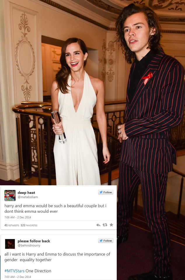 Loạt người dùng của Twitter nhanh chóng kêu gọi Emma và Harry nên kết đôi. Cụm từ 
